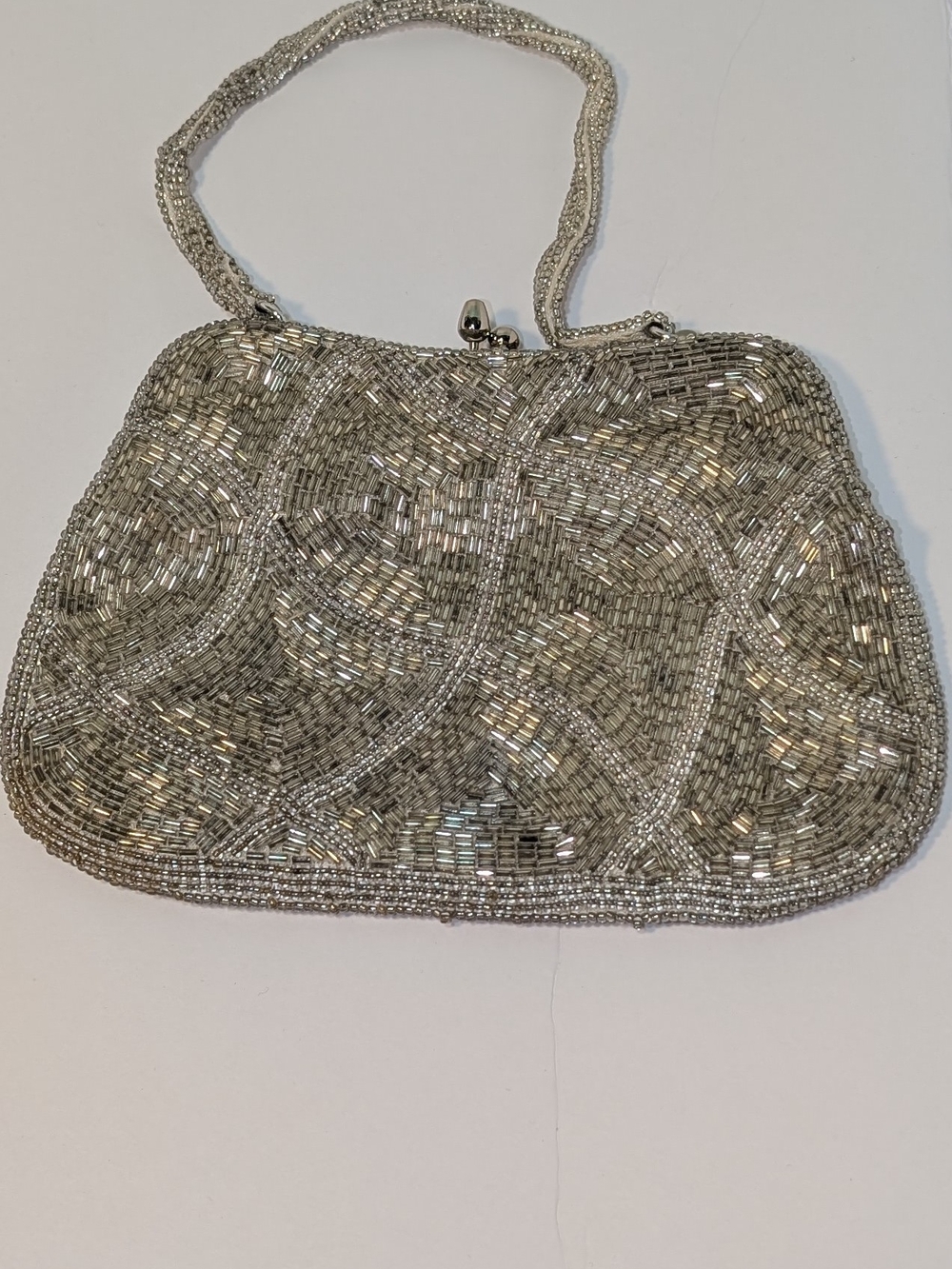 Silver Beaded Safco Made In Japan Vintage Evening Clutch - Elegant Women's Bag